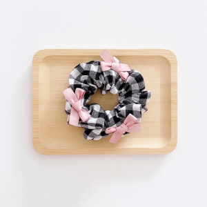 Girl Hair Tie Scrunchie Plaid Bow CNY (GPT6382)